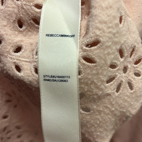 Rebecca Minkoff Soft Pink Morgan Scalloped Eyelet Crew Neck Sweatshirt - Picture 7 of 7